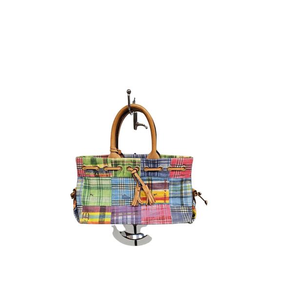 Dooney & Bourke Picnic Plaid Patchwork Tote Bag Multicolor Y2K - Picture 2 of 7
